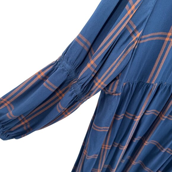 Matilda Jane Just Imagine Silvi Windowpane Plaid Dress Blue & Brown Womens XXL - Picture 3 of 5